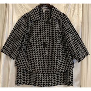 JL Studio Women 2 Piece Skirt Suit Houndstooth 16W